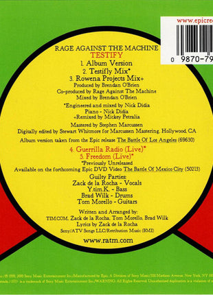 Rage Against The Machine : Testify (CD, Maxi)