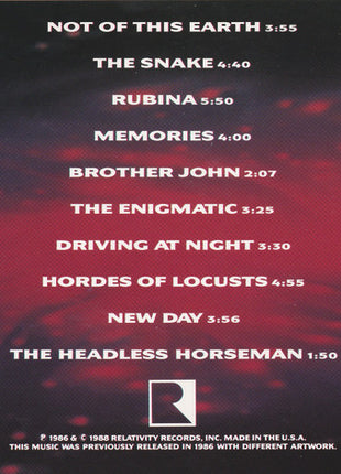 Joe Satriani : Not Of This Earth (CD, Album, RE)