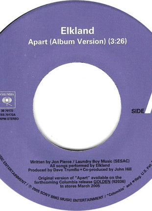 Elkland : Apart (7")