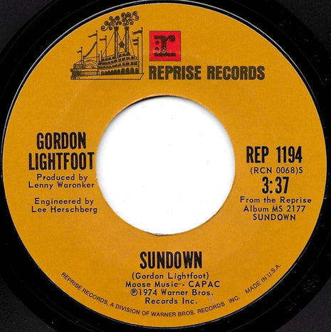 Gordon Lightfoot : Sundown (7", Single, Styrene, Pit)