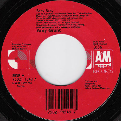 Amy Grant : Baby Baby (7", Single)