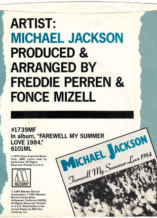 Michael Jackson : Farewell My Summer Love (7", Single)