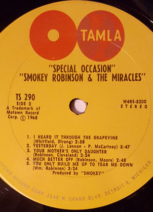 Smokey Robinson And The Miracles* : Special Occasion (LP, Album)