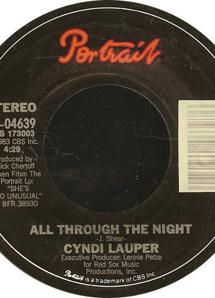 Cyndi Lauper : All Through The Night (7", Single, Styrene, Pit)