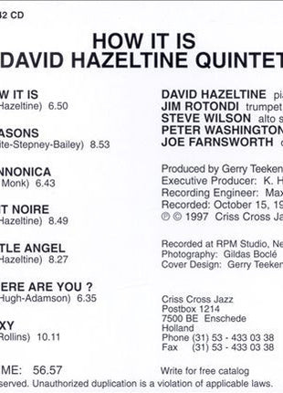 David Hazeltine Quintet : How It Is (CD, Album)