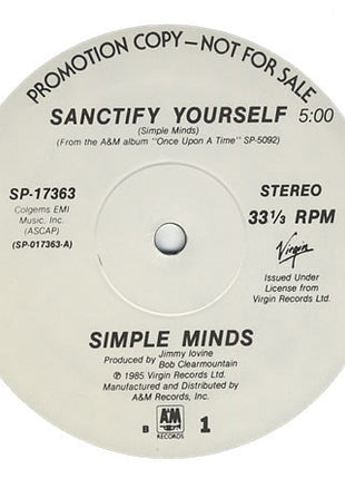 Simple Minds : Sanctify Yourself (12", Promo)