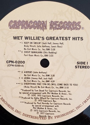 Wet Willie : Wet Willie Greatest Hits (LP, Album, Comp, Ter)