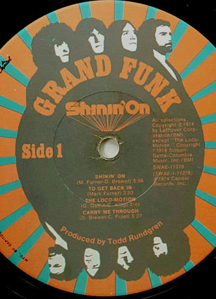 Grand Funk Railroad : Shinin' On (LP, Album, Jac)