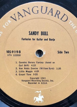 Sandy Bull  With Billy Higgins : Fantasias For Guitar And Banjo (LP, Album, Mono, RP, Gol)