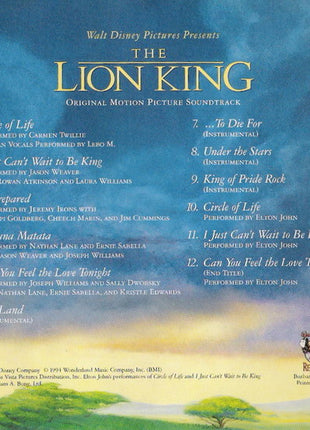 Elton John, Tim Rice, Hans Zimmer : The Lion King (Original Motion Picture Soundtrack) (CD, Album)