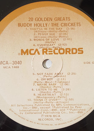 Buddy Holly / The Crickets (2) : 20 Golden Greats (LP, Comp, Glo)