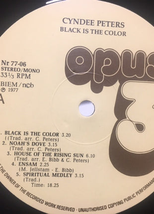 Cyndee Peters : Black Is The Color (LP, Mono)