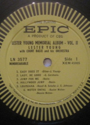 Lester Young With Count Basie And His Orchestra* : Lester Young Memorial Album Volume 2 (LP, Comp, Mono)