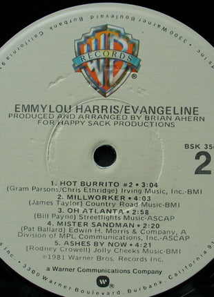 Emmylou Harris : Evangeline (LP, Album, Jac)