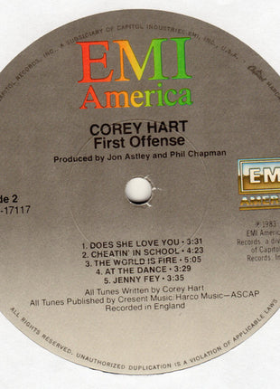 Corey Hart : First Offense (LP, Album, Jac)