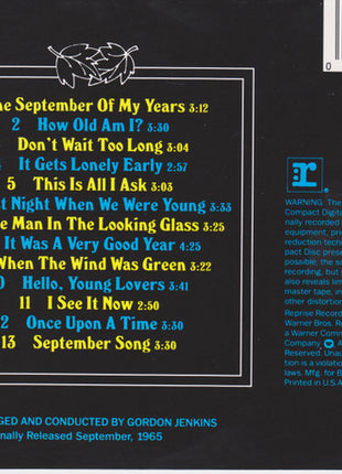Frank Sinatra : September Of My Years (CD, Album, RE)