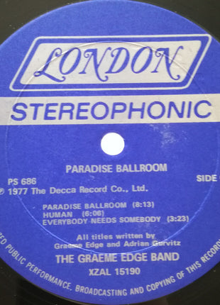 The Graeme Edge Band Featuring Adrian Gurvitz : Paradise Ballroom (LP, Album, Gat)