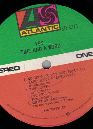 Yes : Time And A Word (LP, Album, RP, RI )