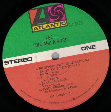 Yes : Time And A Word (LP, Album, RP, RI )