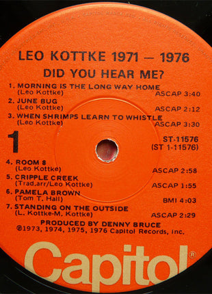 Leo Kottke : 1971-1976 "Did You Hear Me?" (LP, Comp, Jac)