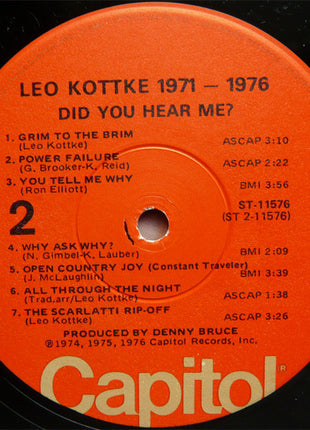 Leo Kottke : 1971-1976 "Did You Hear Me?" (LP, Comp, Jac)