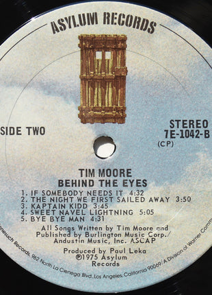 Tim Moore : Behind The Eyes (LP, Album, Pit)