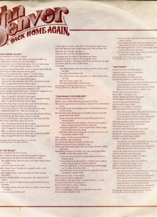 John Denver : Back Home Again (LP, Album, Ind)