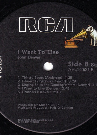 John Denver : I Want To Live (LP, Album, Ind)