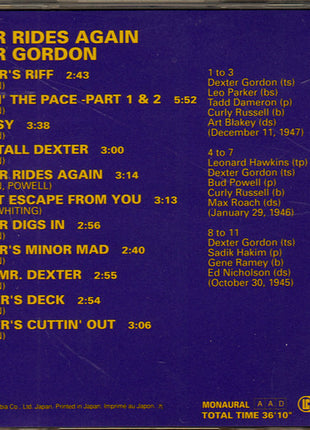 Dexter Gordon : Dexter Rides Again (CD, Album, Mono, RE, RM)