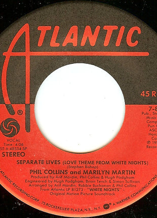 Phil Collins And Marilyn Martin : Separate Lives (Love Theme From White Nights) (7", Spe)