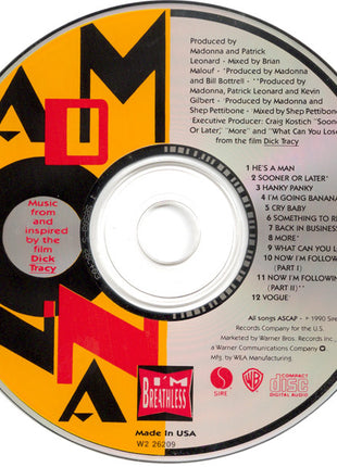 Madonna : I'm Breathless (Music From And Inspired By The Film Dick Tracy) (CD, Album, Club, Col)