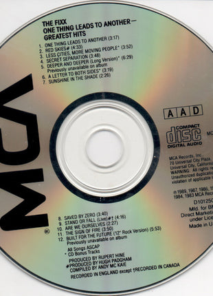 The Fixx : Greatest Hits – One Thing Leads To Another (CD, Comp, Club)