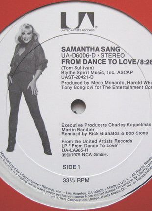 Samantha Sang : From Dance To Love / I'll Never Get Enough Of You (12")
