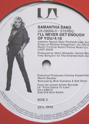 Samantha Sang : From Dance To Love / I'll Never Get Enough Of You (12")