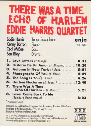 Eddie Harris Quartet : There Was A Time (Echo Of Harlem) (CD, Album)