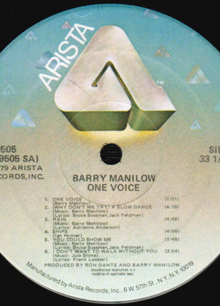 Barry Manilow : One Voice (LP, Album, Hub)