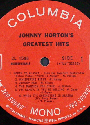 Johnny Horton : Johnny Horton's Greatest Hits (LP, Comp, Mono, RE, San)