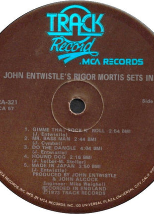 John Entwistle : Rigor Mortis Sets In (LP, Album, Glo)