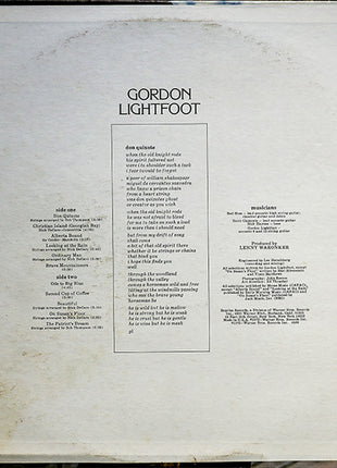 Gordon Lightfoot : Don Quixote (LP, Album, Pit)