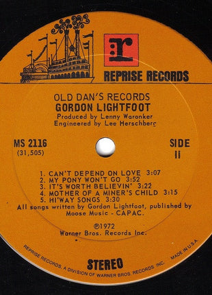 Gordon Lightfoot : Old Dan's Records (LP, Album, Ter)