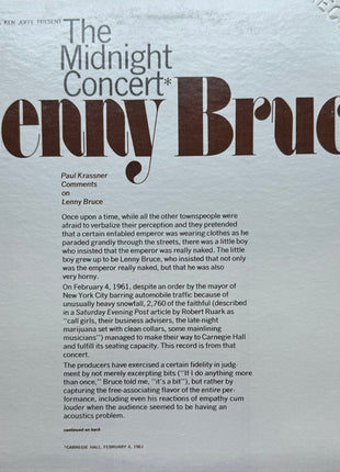 Lenny Bruce : The Midnight Concert (LP, Album, Club, RE, All)