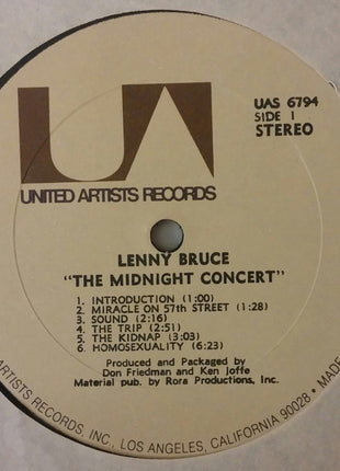 Lenny Bruce : The Midnight Concert (LP, Album, Club, RE, All)
