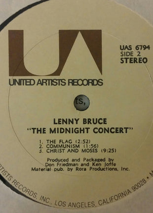 Lenny Bruce : The Midnight Concert (LP, Album, Club, RE, All)