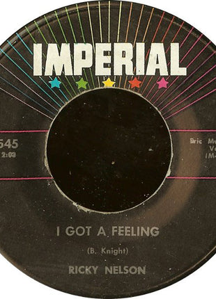 Ricky Nelson (2) : Lonesome Town / I Got A Feeling (7", Single)