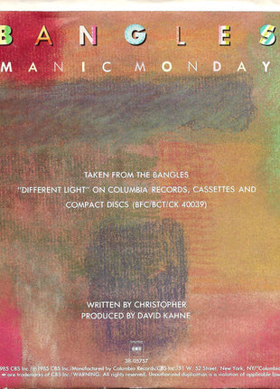 Bangles : Manic Monday (7", Single, Styrene, Car)