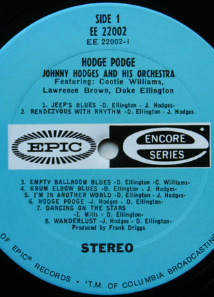 Johnny Hodges And His Orchestra Featuring Duke Ellington, Lawrence Brown & Cootie Williams : Hodge Podge (LP, Comp)