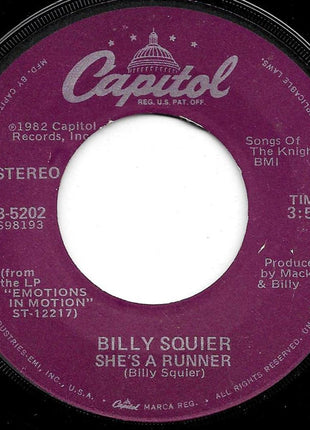 Billy Squier : She's A Runner (7", Single, Win)