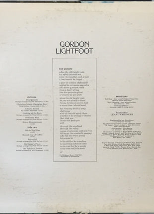 Gordon Lightfoot : Don Quixote (LP, Album, RE, Jac)