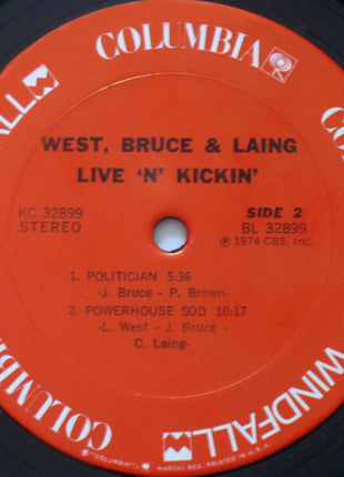 West, Bruce & Laing : Live 'N' Kickin' (LP, Album, Pit)