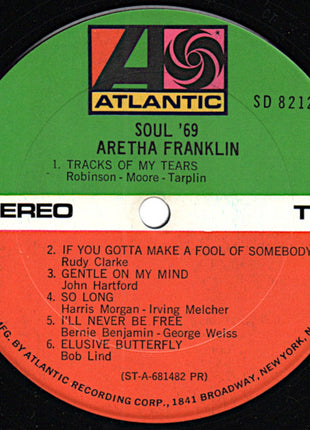 Aretha Franklin : Soul '69 (LP, Album, Pre)